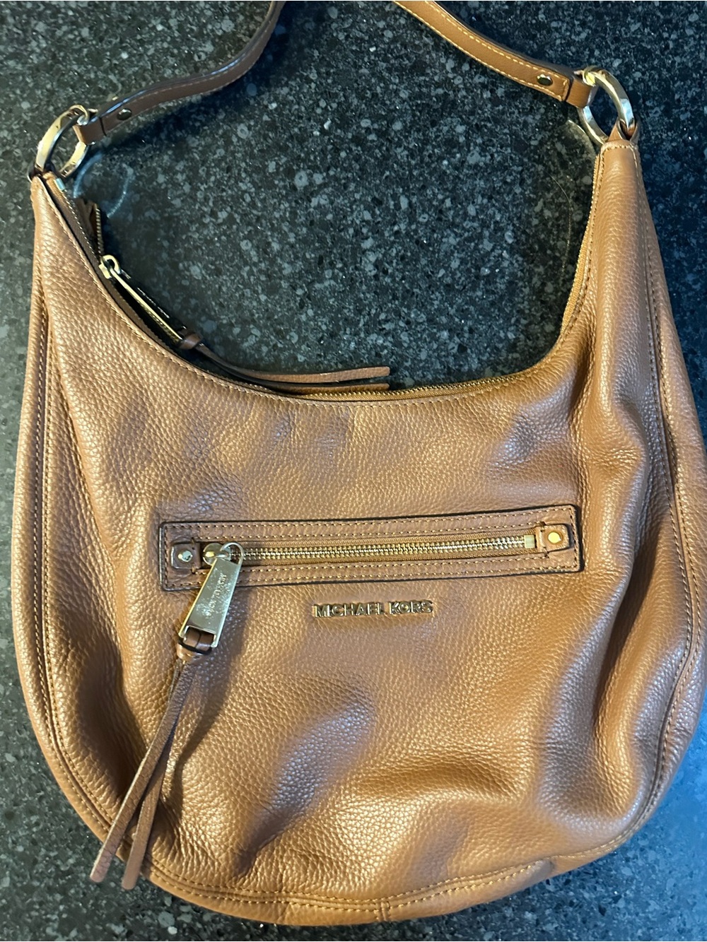 Michael Kors Pebbled Leather Shoulder Bag in Cognac Brown